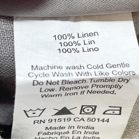 HARBOR HOUSE 100% Linen Gray Beige Bordered Replacement King Pillow Sham 22”X38” - Picture 5 of 6